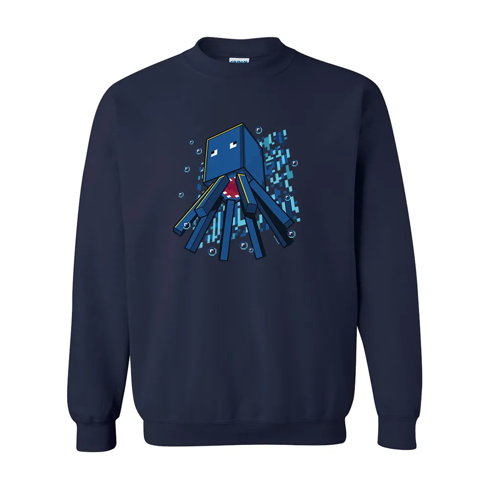 Minecraft Jolly Mobs Squid Fleece Crewneck Sweatshirt