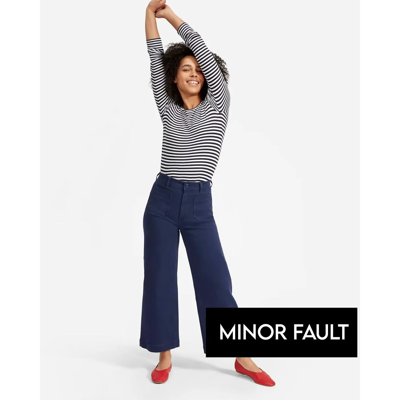 (Minor Fault) Blue Twill Wide Leg Jeans