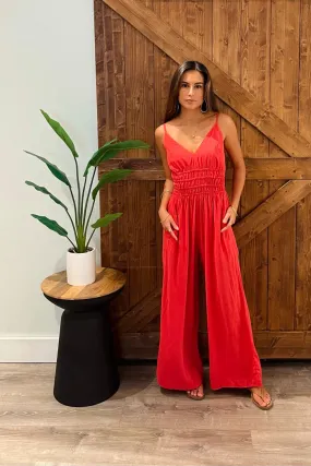 Opal Jumpsuit / Red Coral