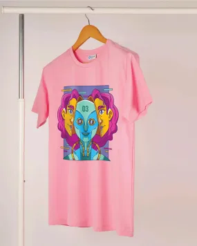 Psychedelic Alien Crew Neck: Baby Pink