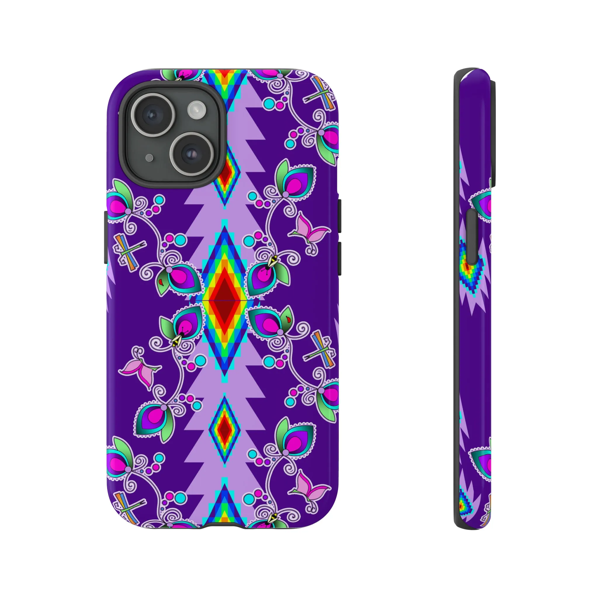 Purple Floral iPhone Case (15 and 14 models)