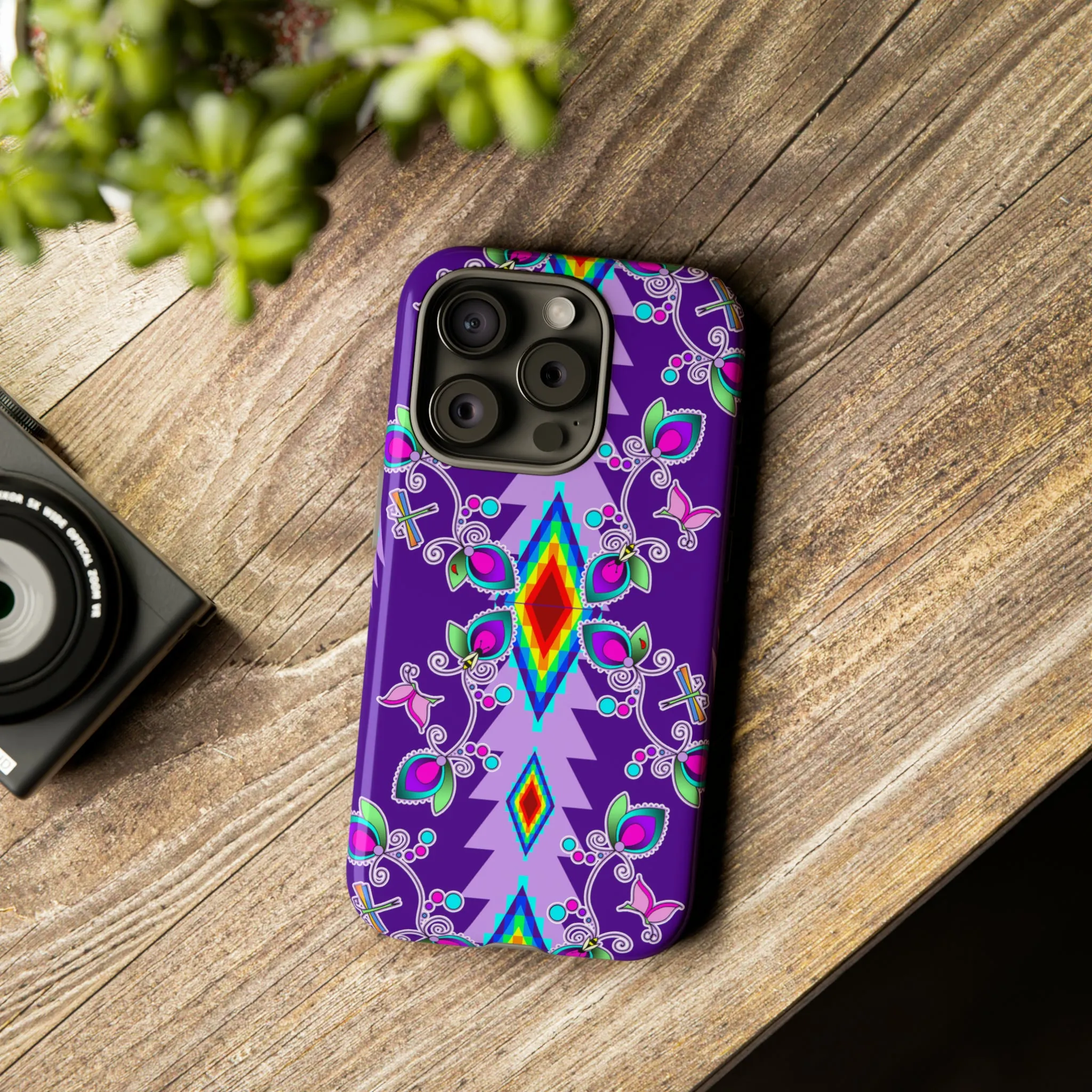 Purple Floral iPhone Case (15 and 14 models)