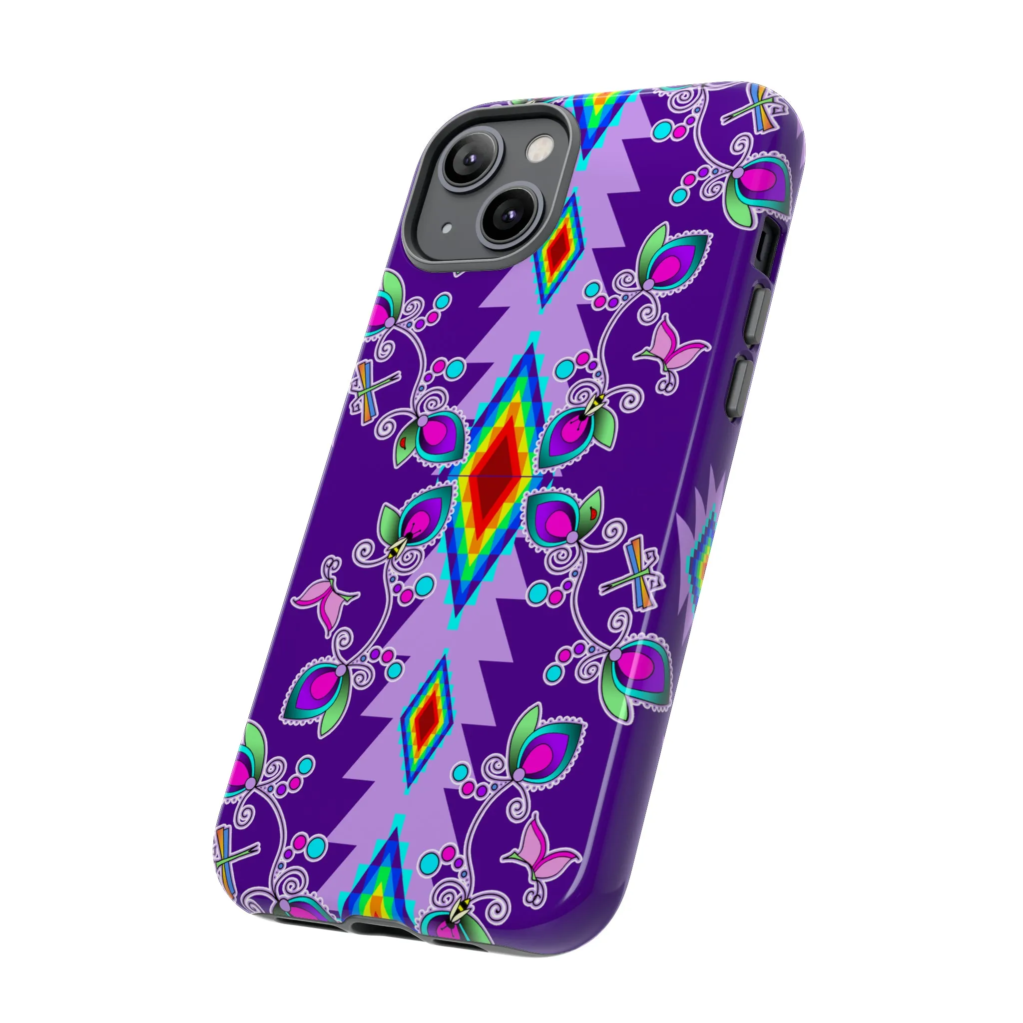 Purple Floral iPhone Case (15 and 14 models)