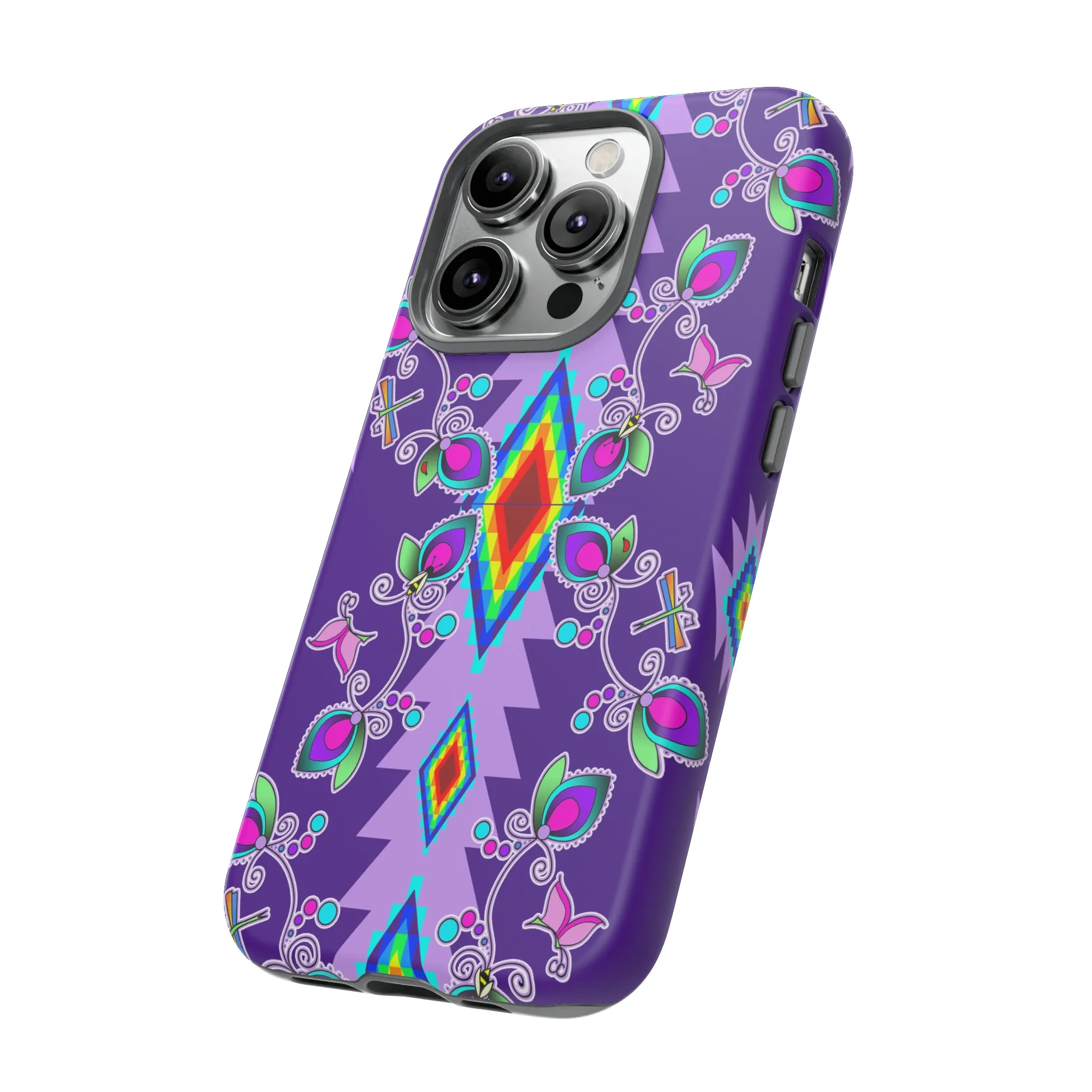 Purple Floral iPhone Case (15 and 14 models)