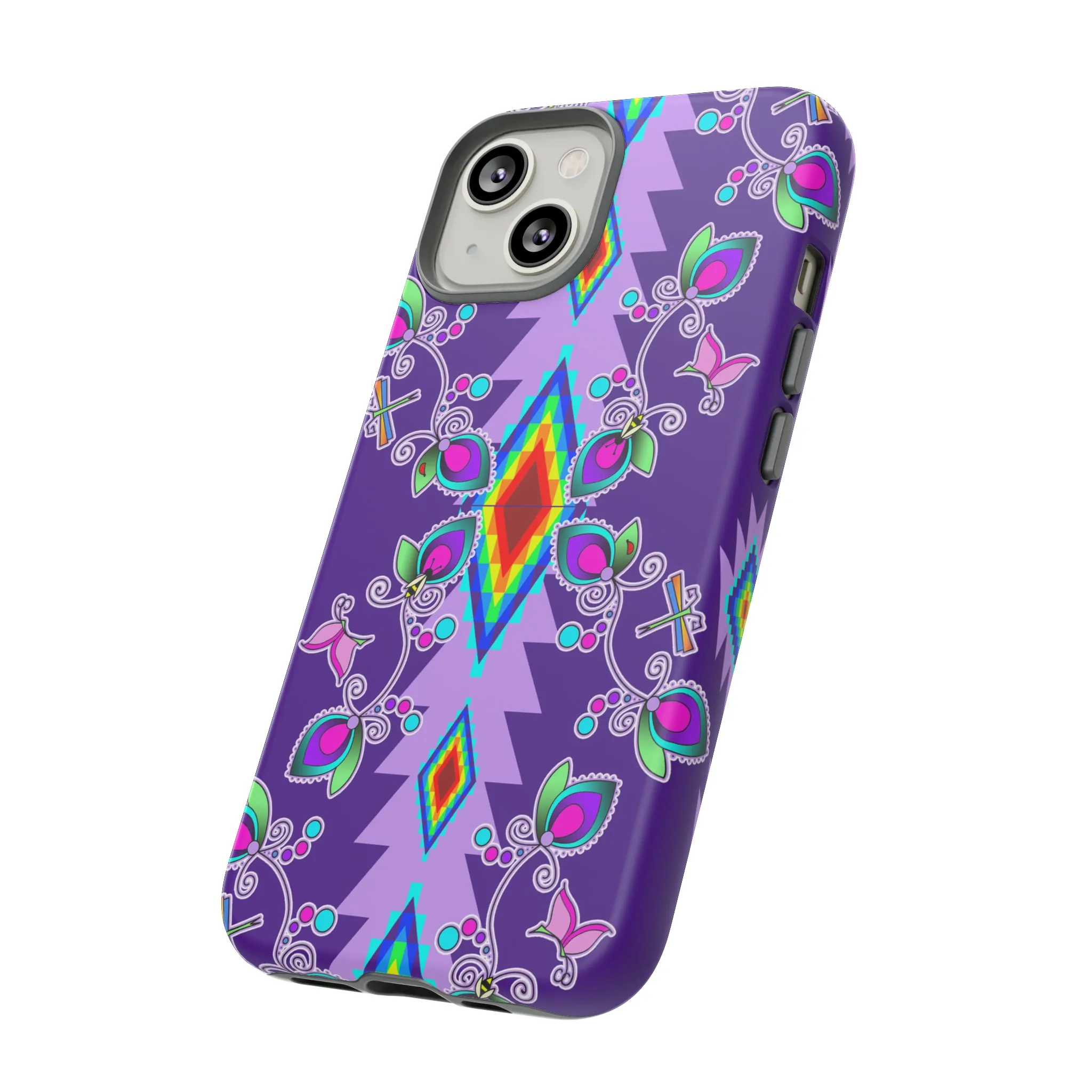 Purple Floral iPhone Case (15 and 14 models)