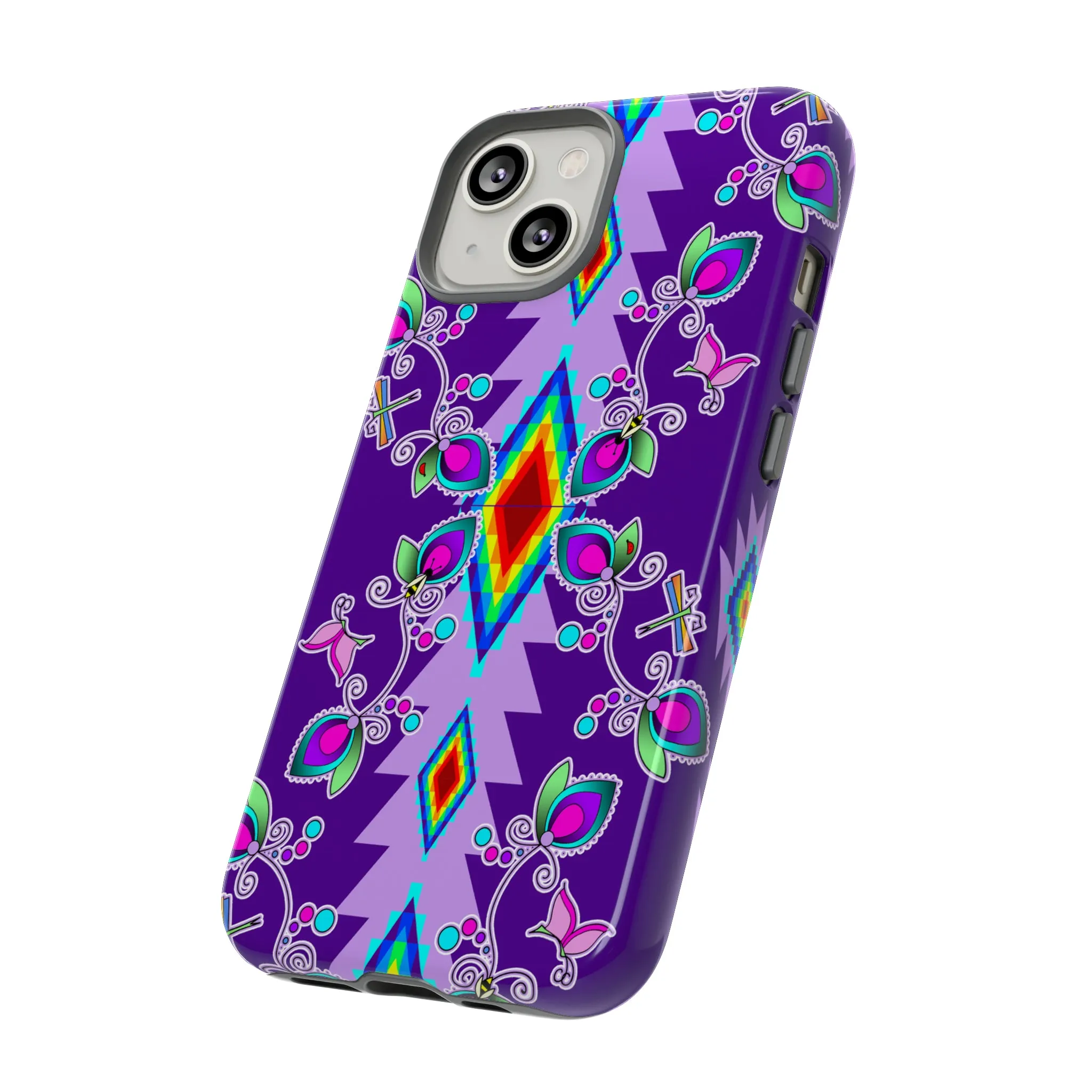 Purple Floral iPhone Case (15 and 14 models)