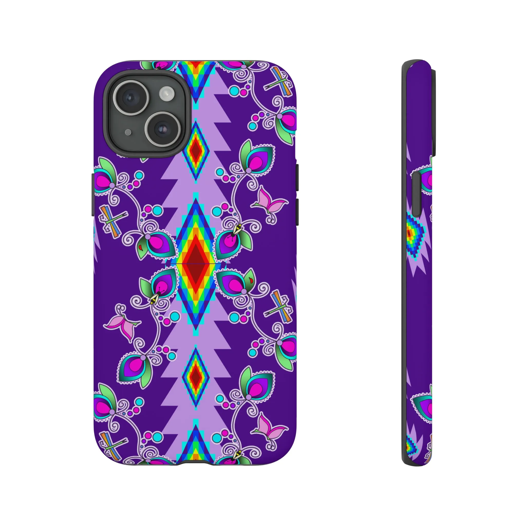 Purple Floral iPhone Case (15 and 14 models)