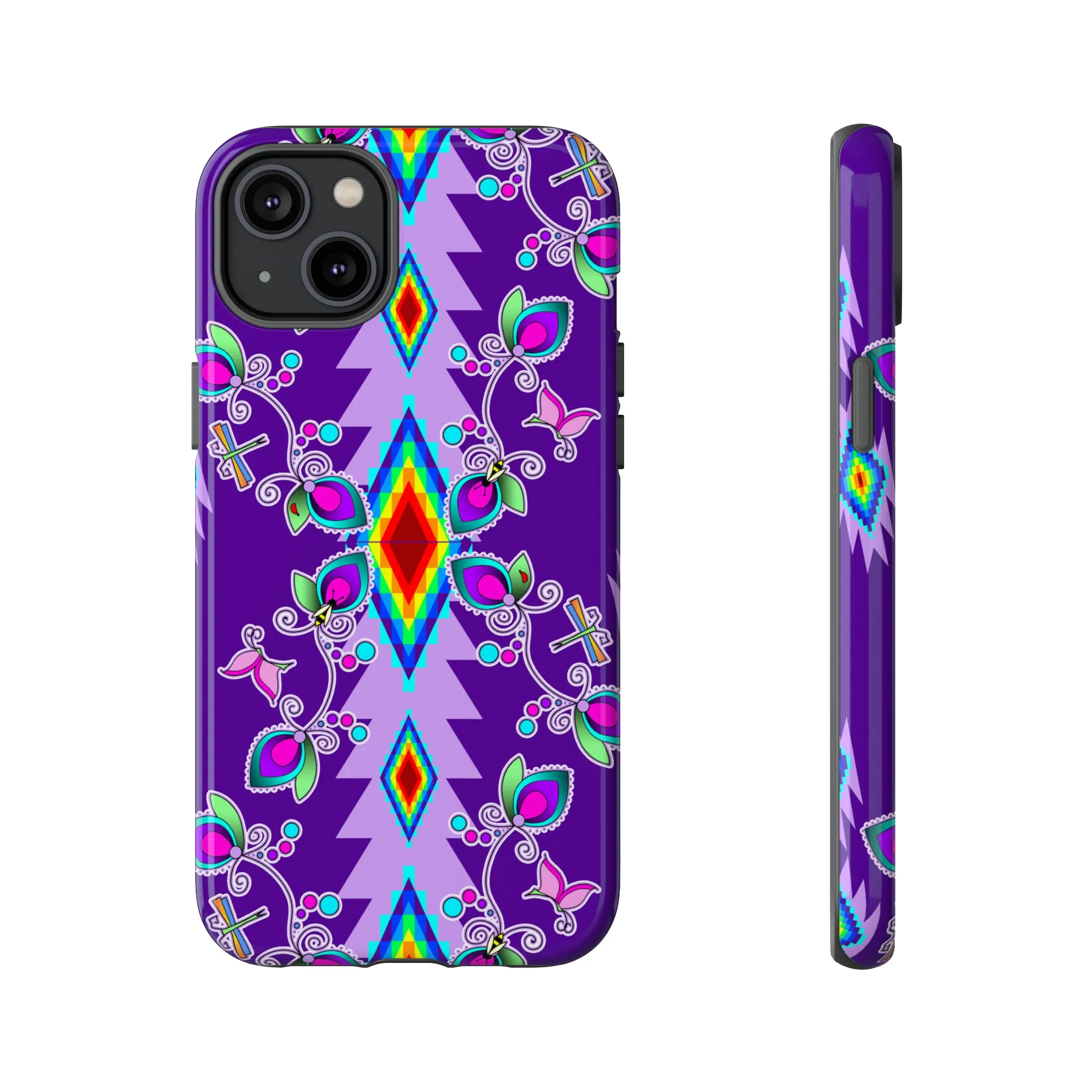 Purple Floral iPhone Case (15 and 14 models)