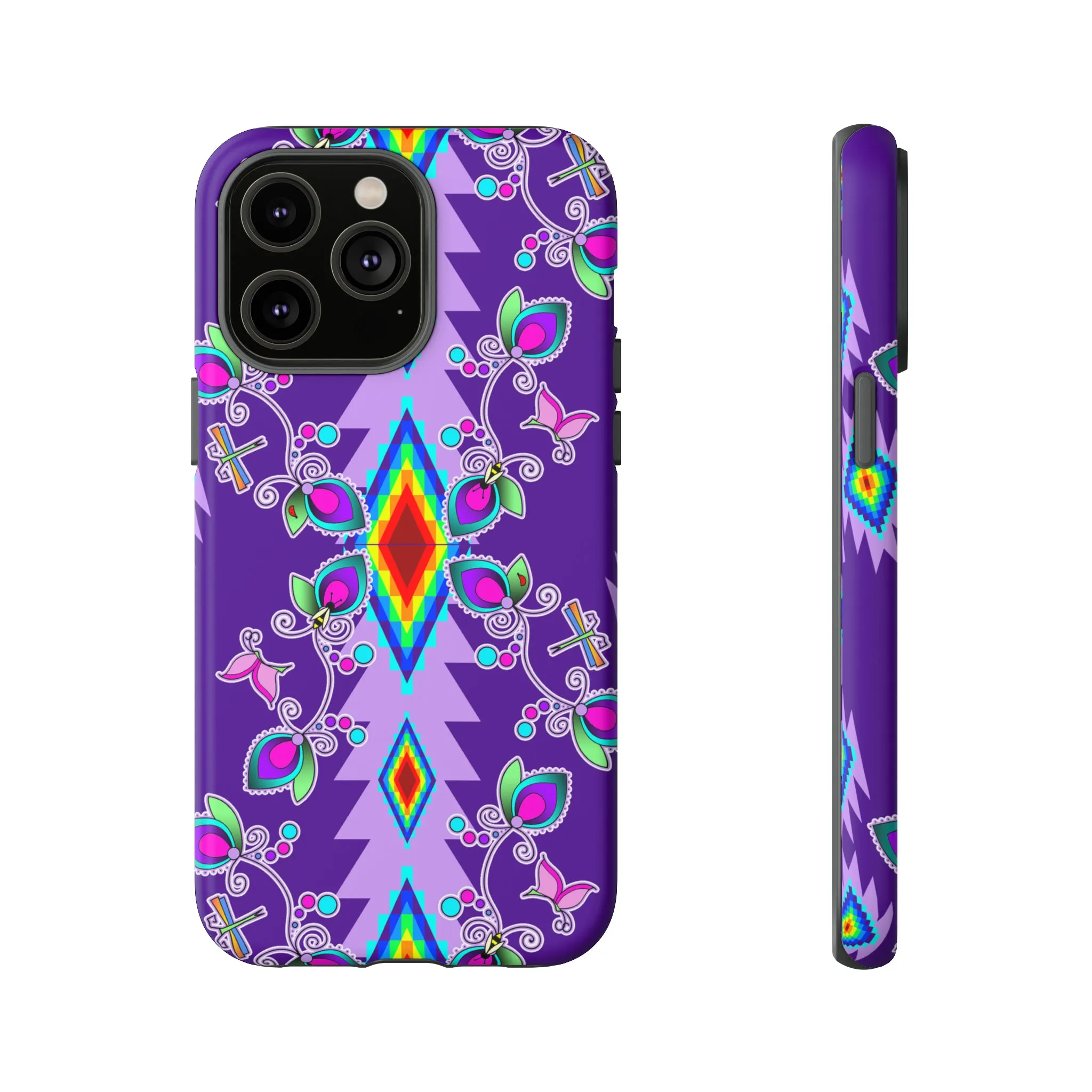 Purple Floral iPhone Case (15 and 14 models)