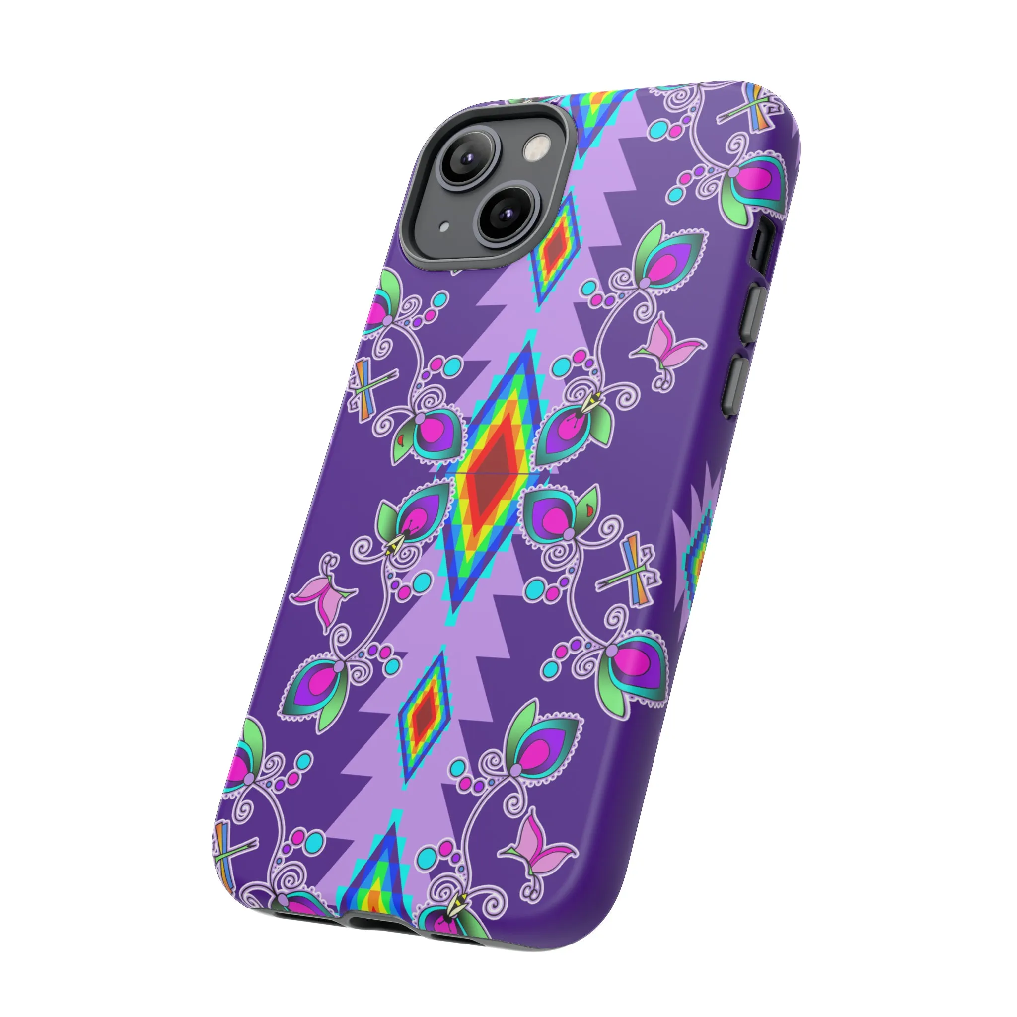 Purple Floral iPhone Case (15 and 14 models)