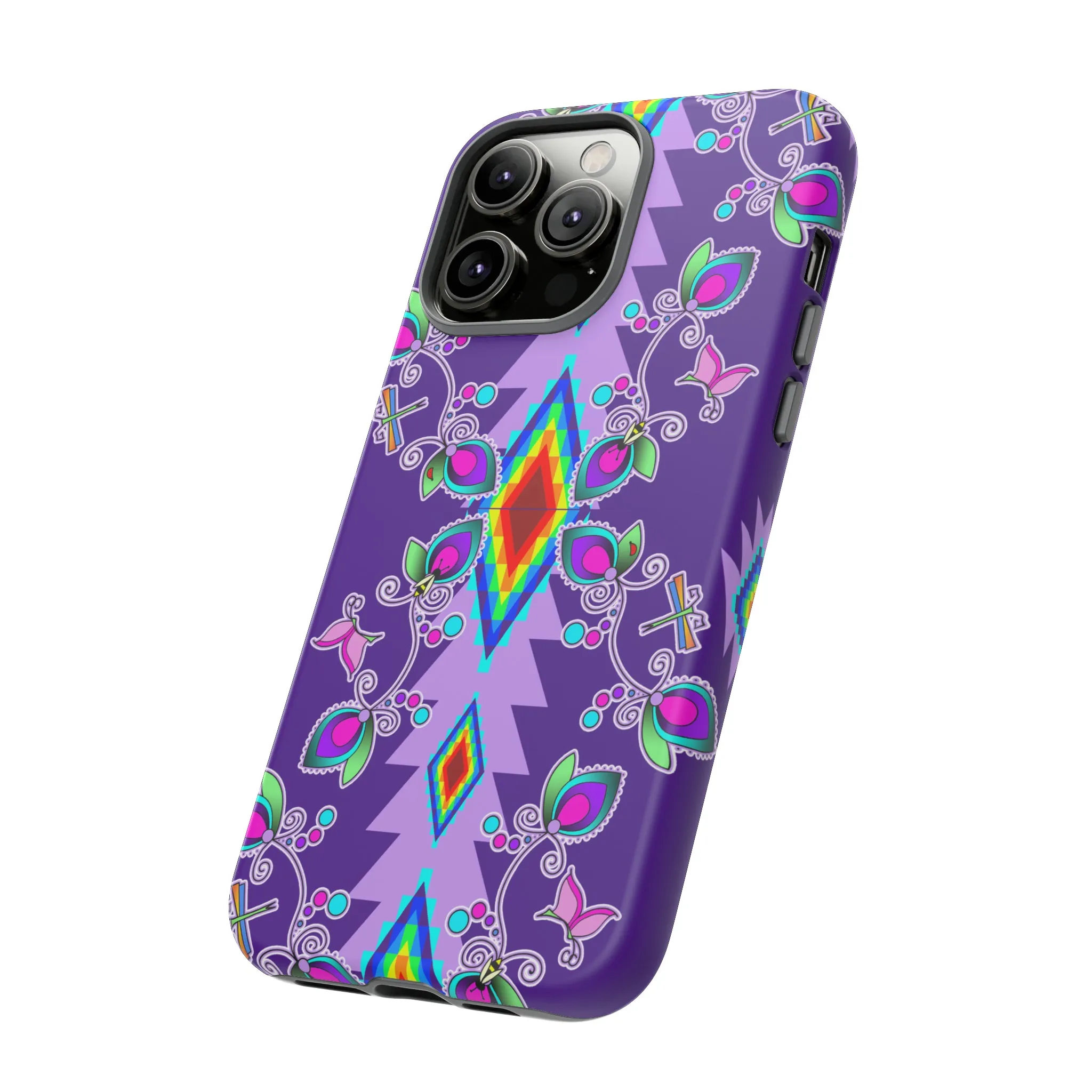 Purple Floral iPhone Case (15 and 14 models)