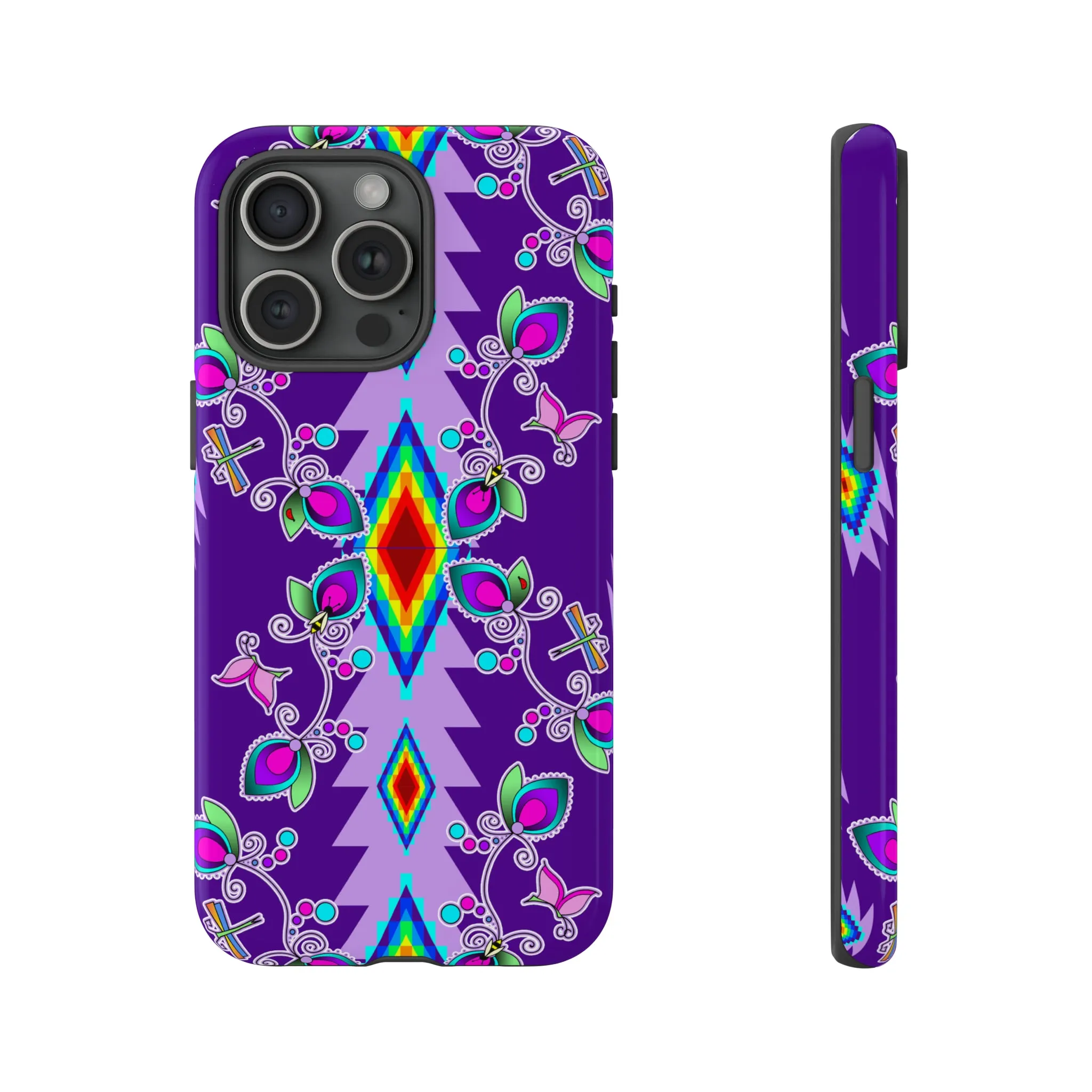 Purple Floral iPhone Case (15 and 14 models)