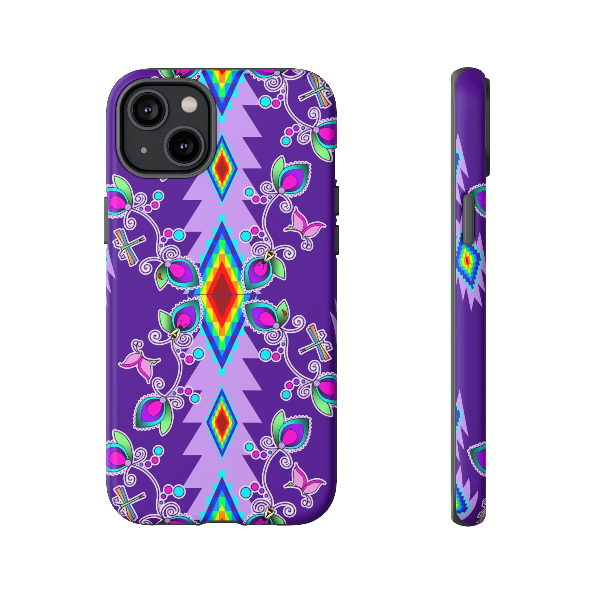 Purple Floral iPhone Case (15 and 14 models)