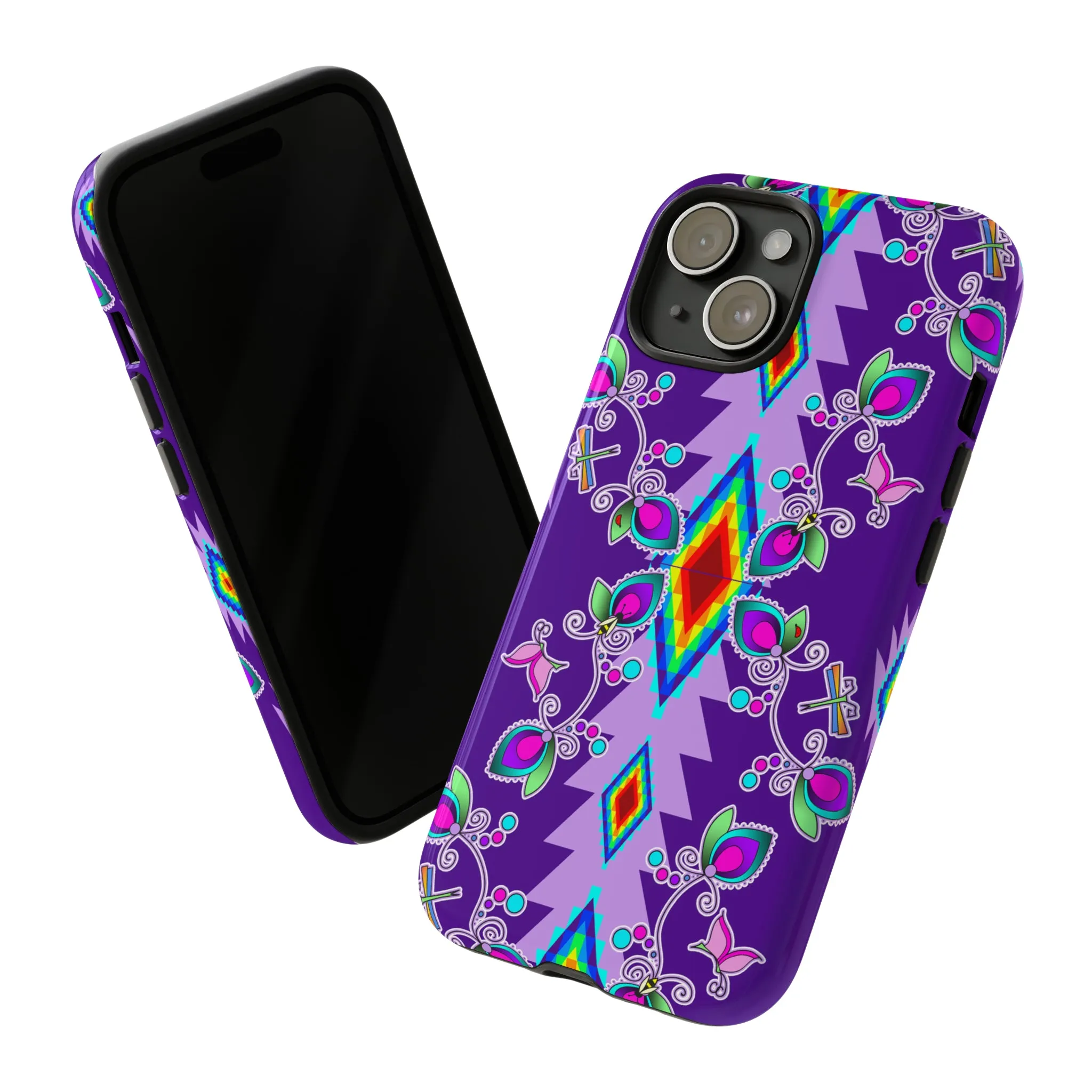 Purple Floral iPhone Case (15 and 14 models)