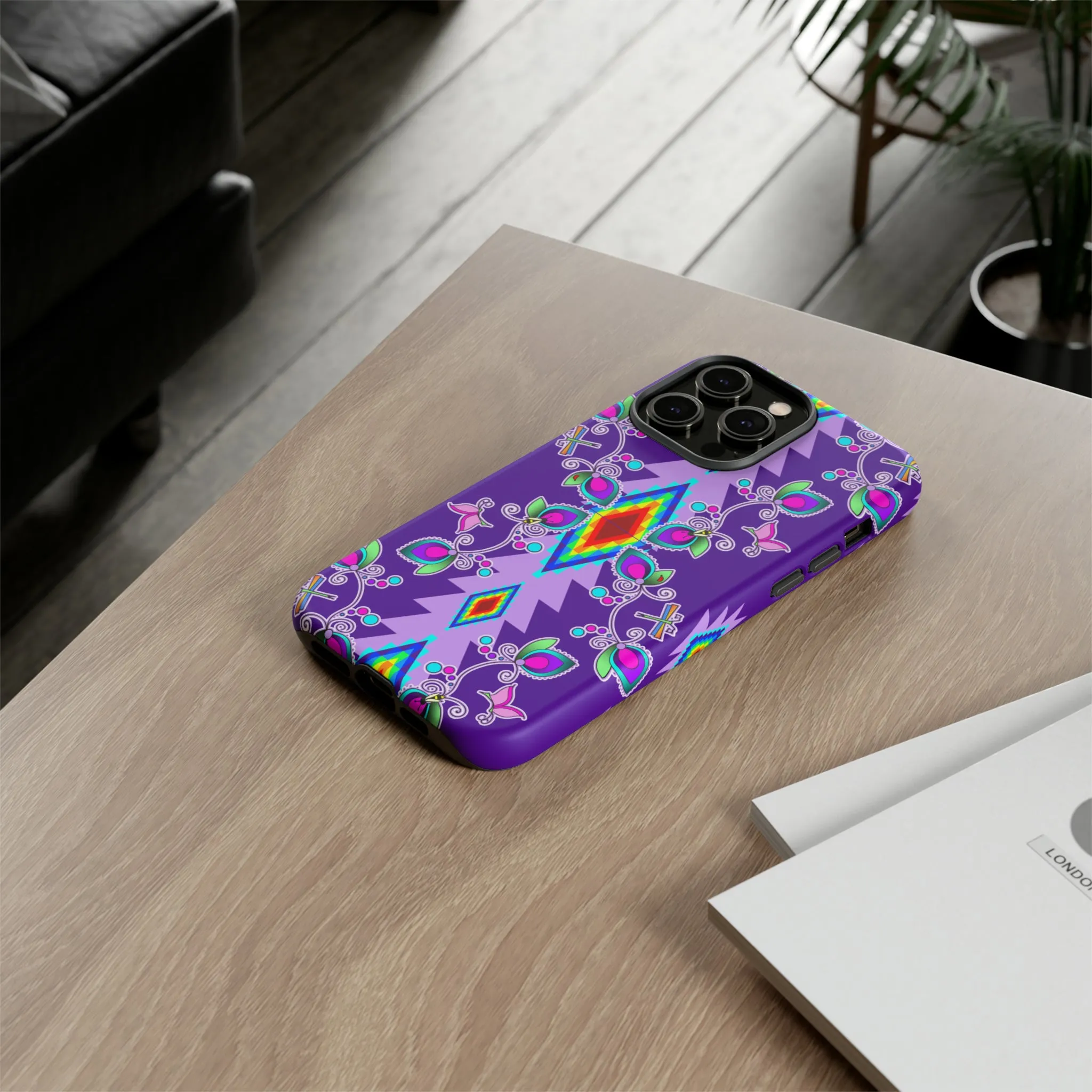 Purple Floral iPhone Case (15 and 14 models)