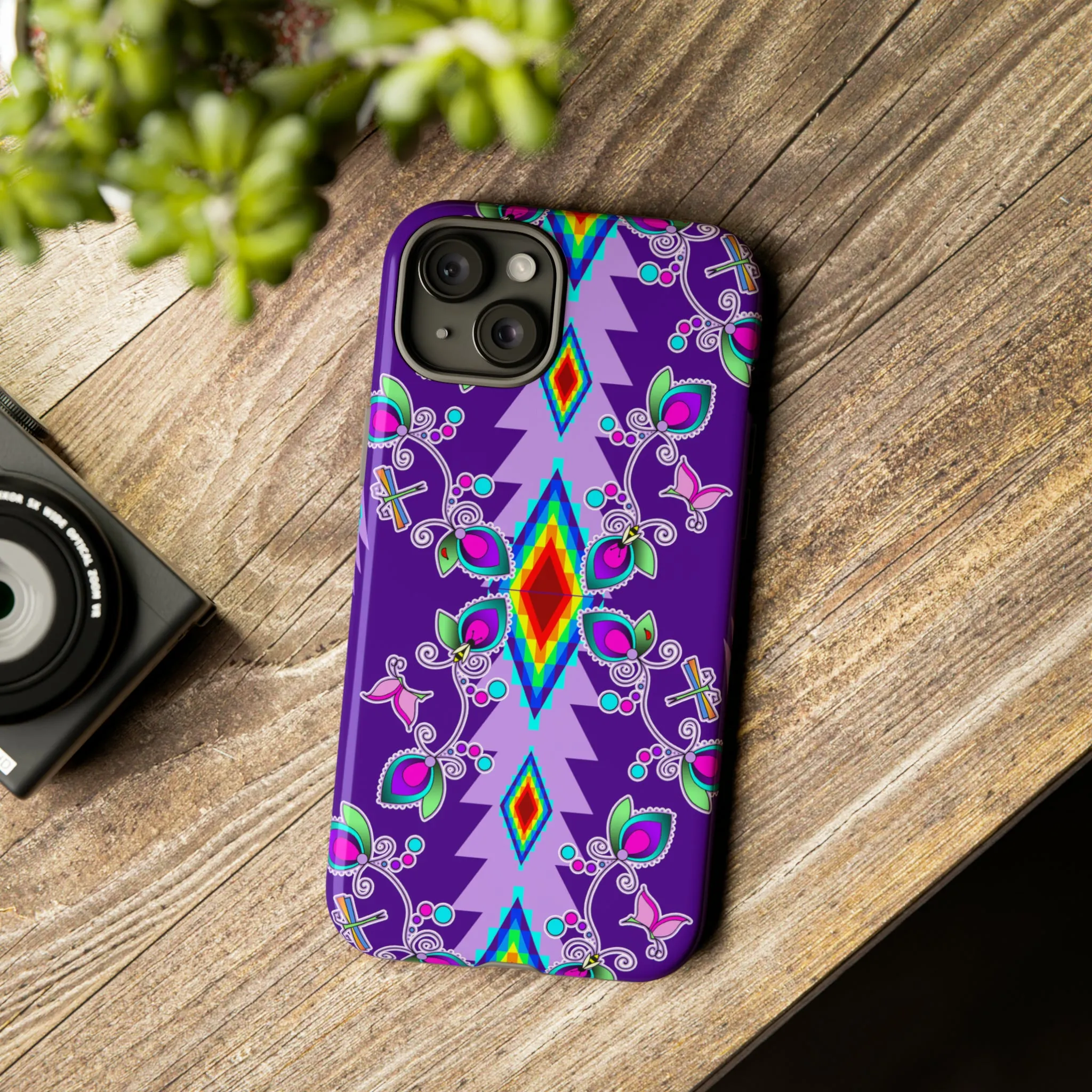 Purple Floral iPhone Case (15 and 14 models)