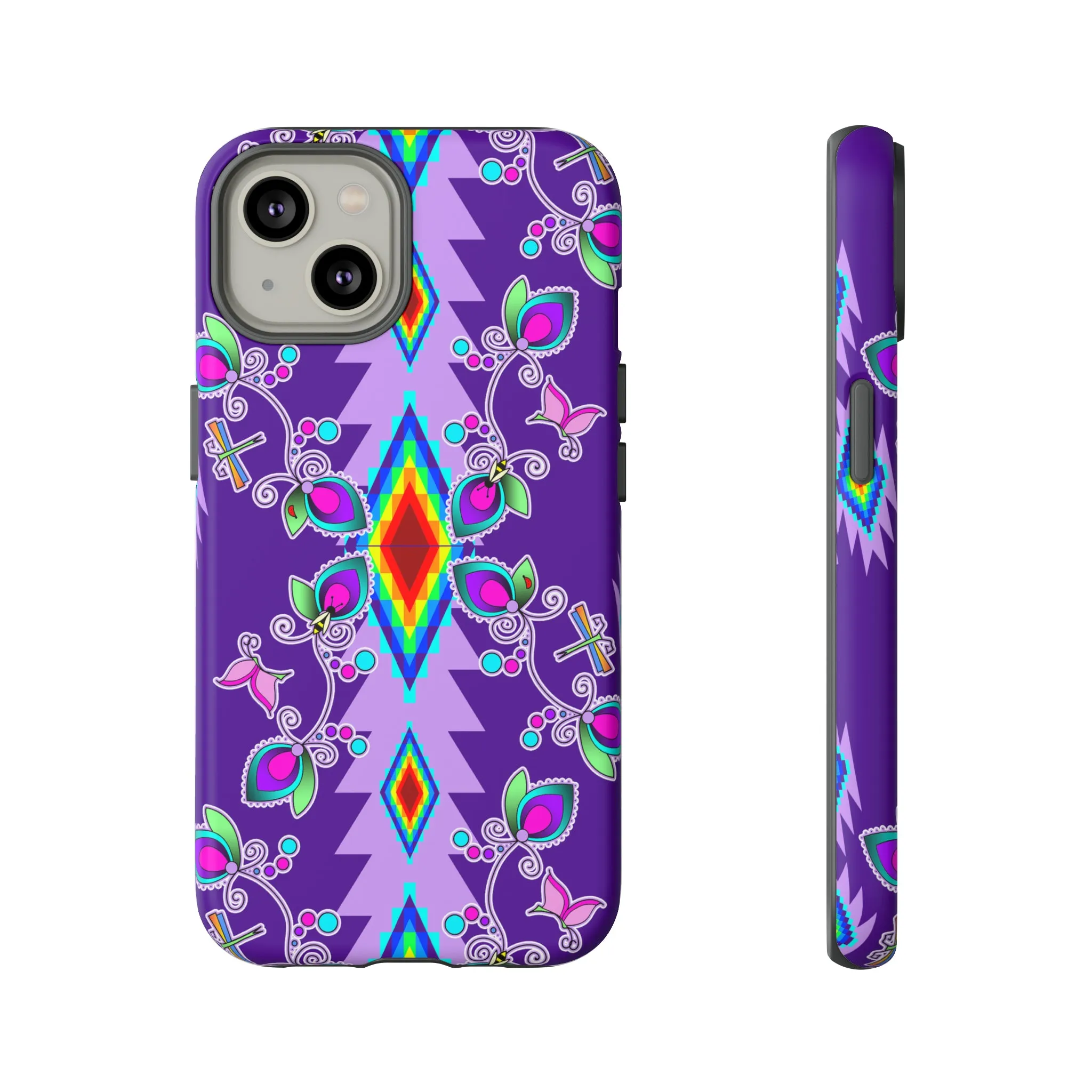 Purple Floral iPhone Case (15 and 14 models)