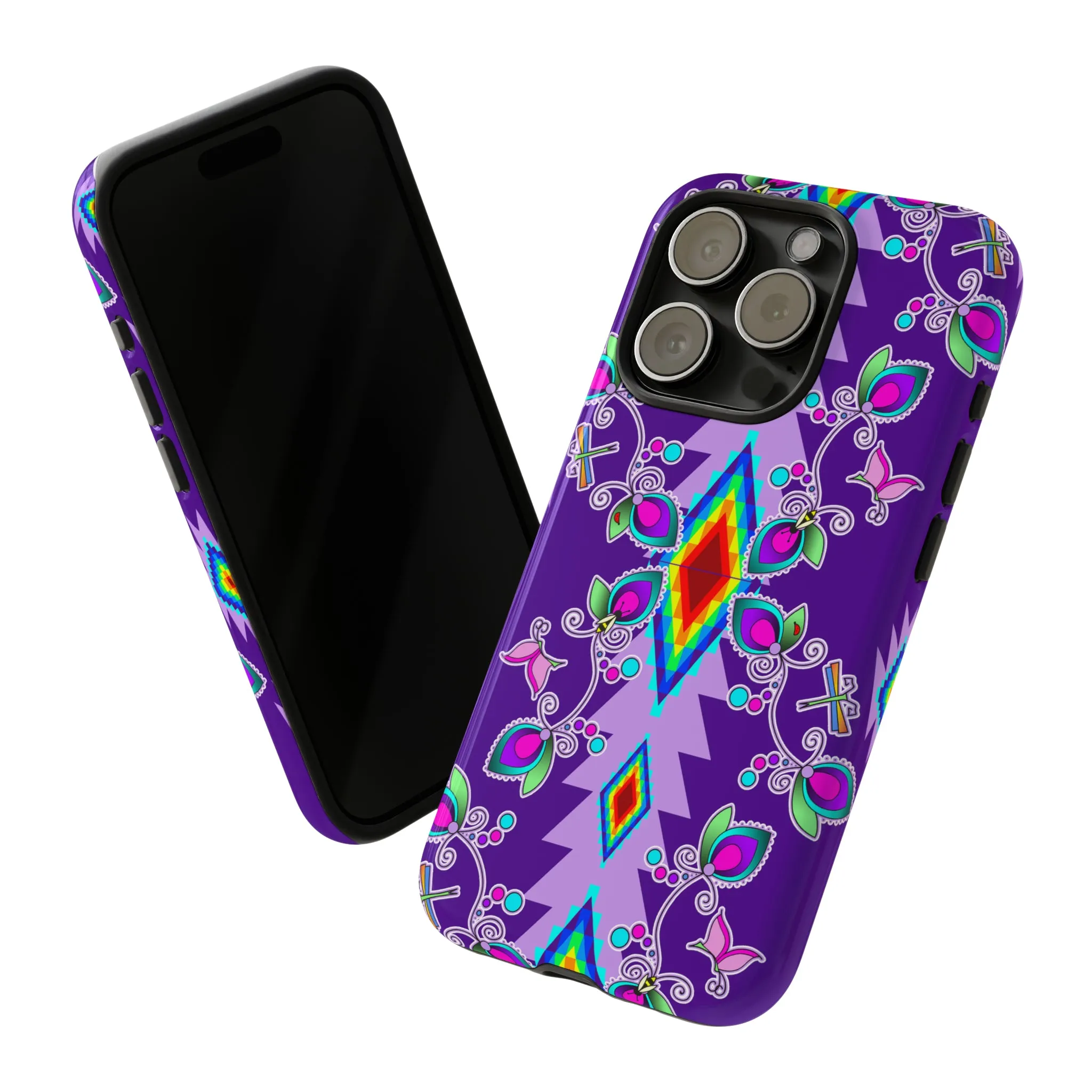 Purple Floral iPhone Case (15 and 14 models)