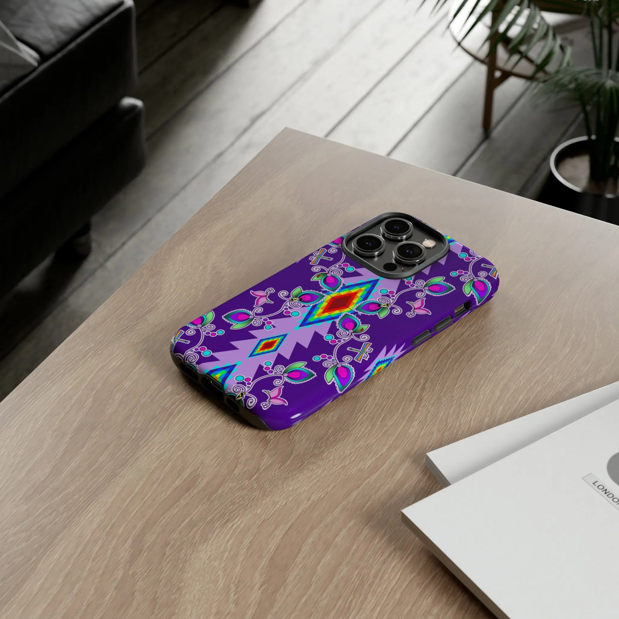 Purple Floral iPhone Case (15 and 14 models)