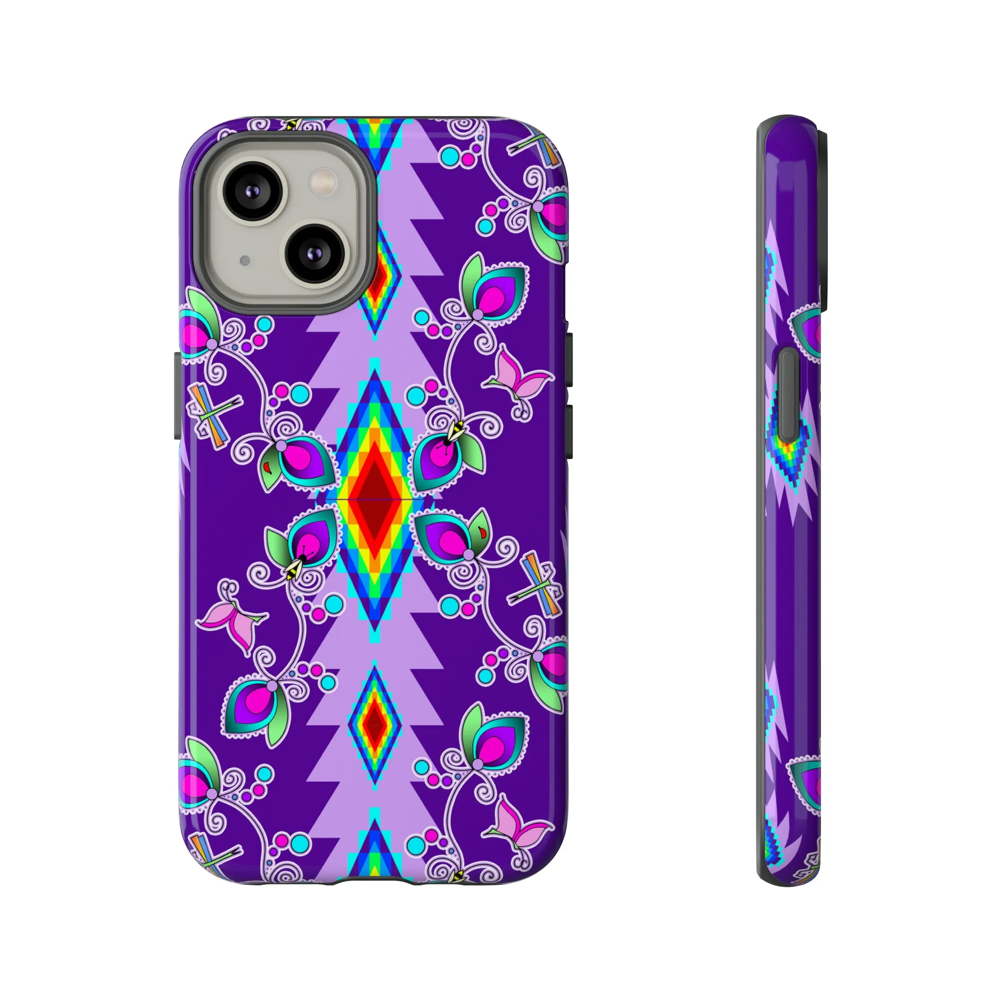 Purple Floral iPhone Case (15 and 14 models)