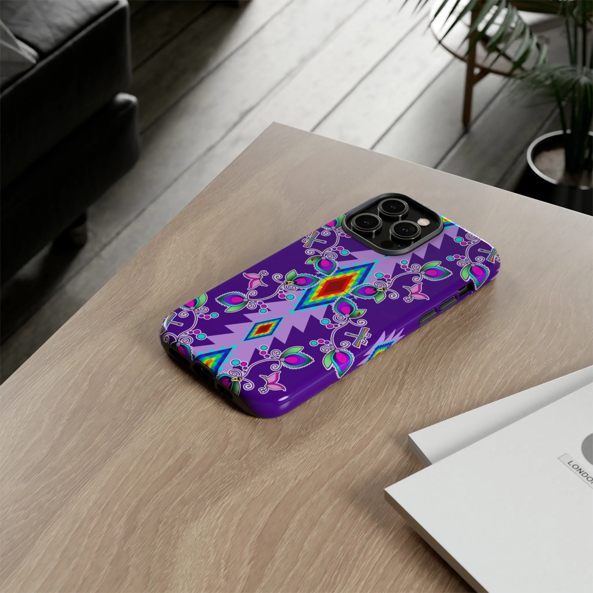 Purple Floral iPhone Case (15 and 14 models)