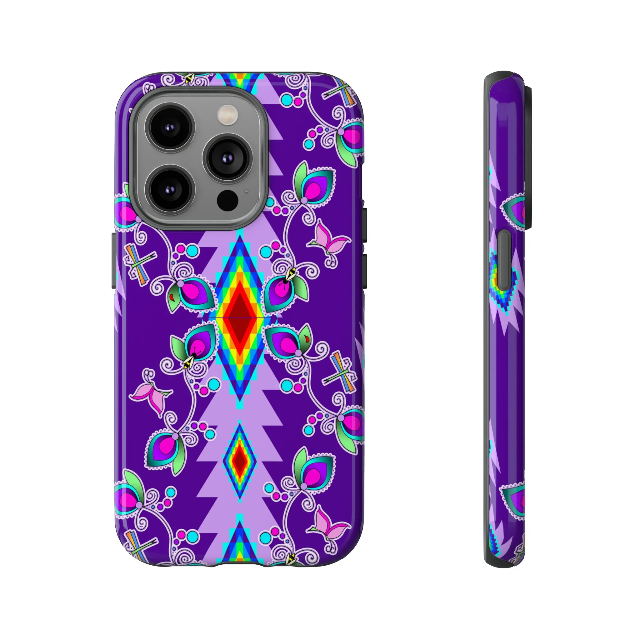 Purple Floral iPhone Case (15 and 14 models)