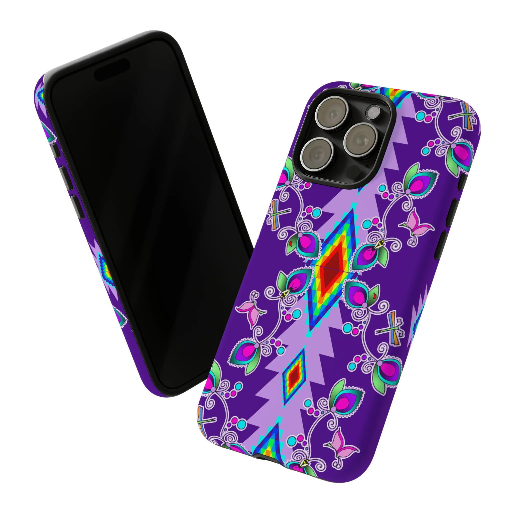 Purple Floral iPhone Case (15 and 14 models)