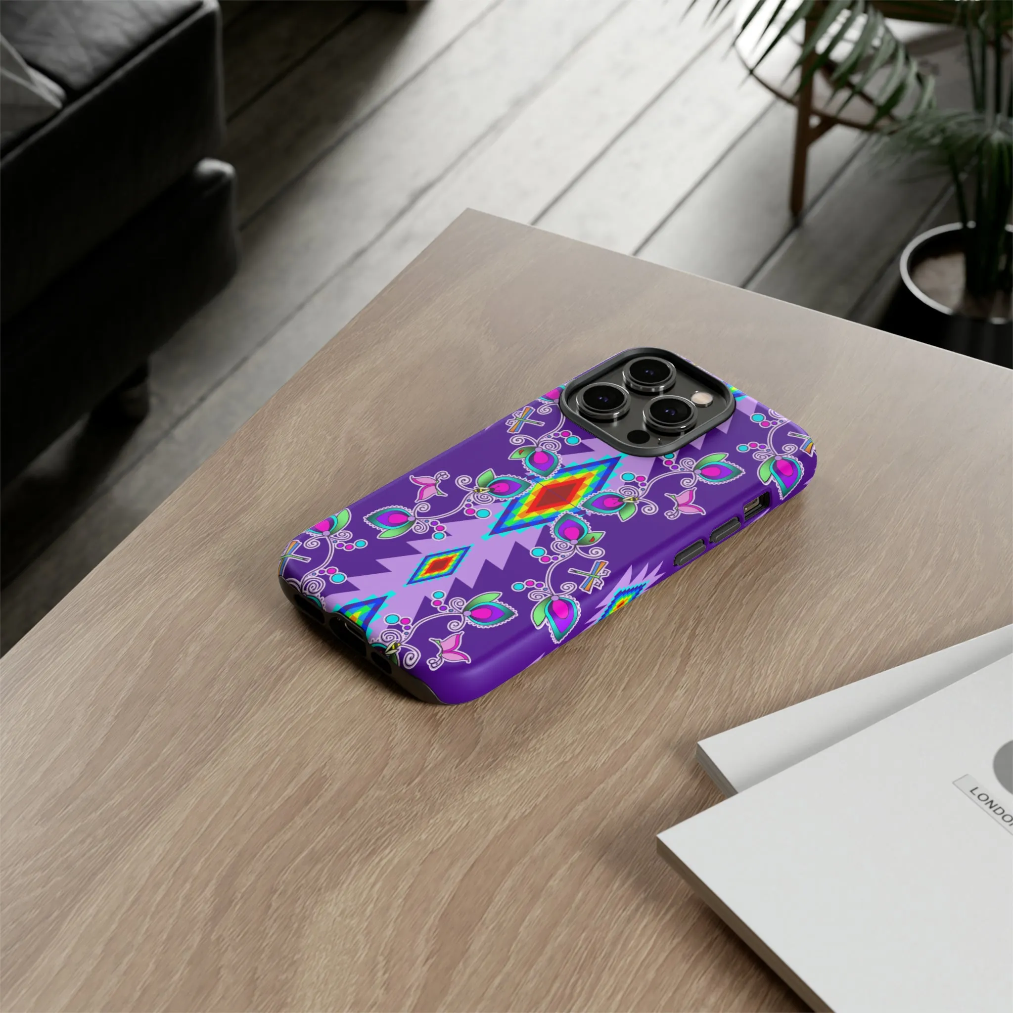 Purple Floral iPhone Case (15 and 14 models)