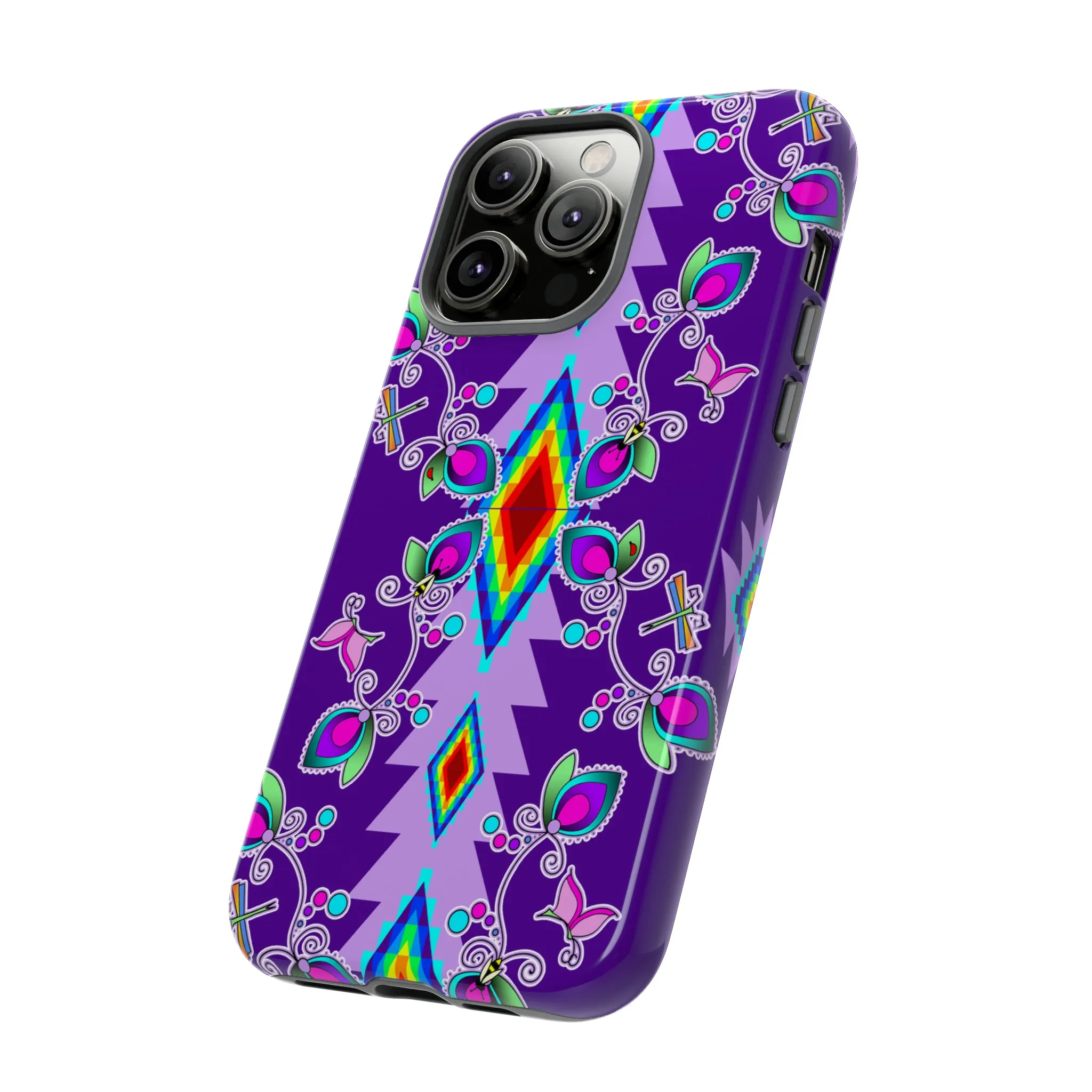 Purple Floral iPhone Case (15 and 14 models)