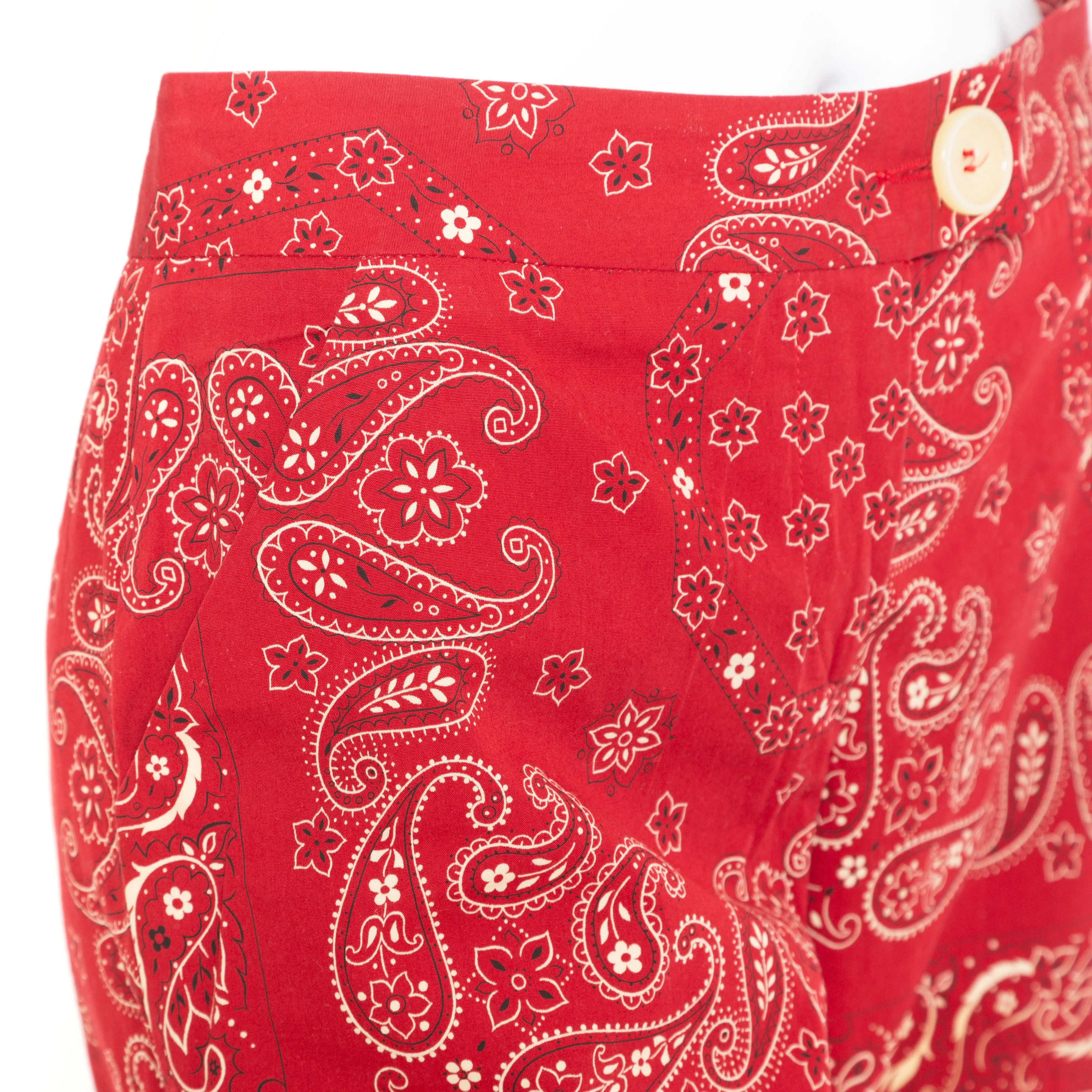 Red Cotton Bandana Shorts