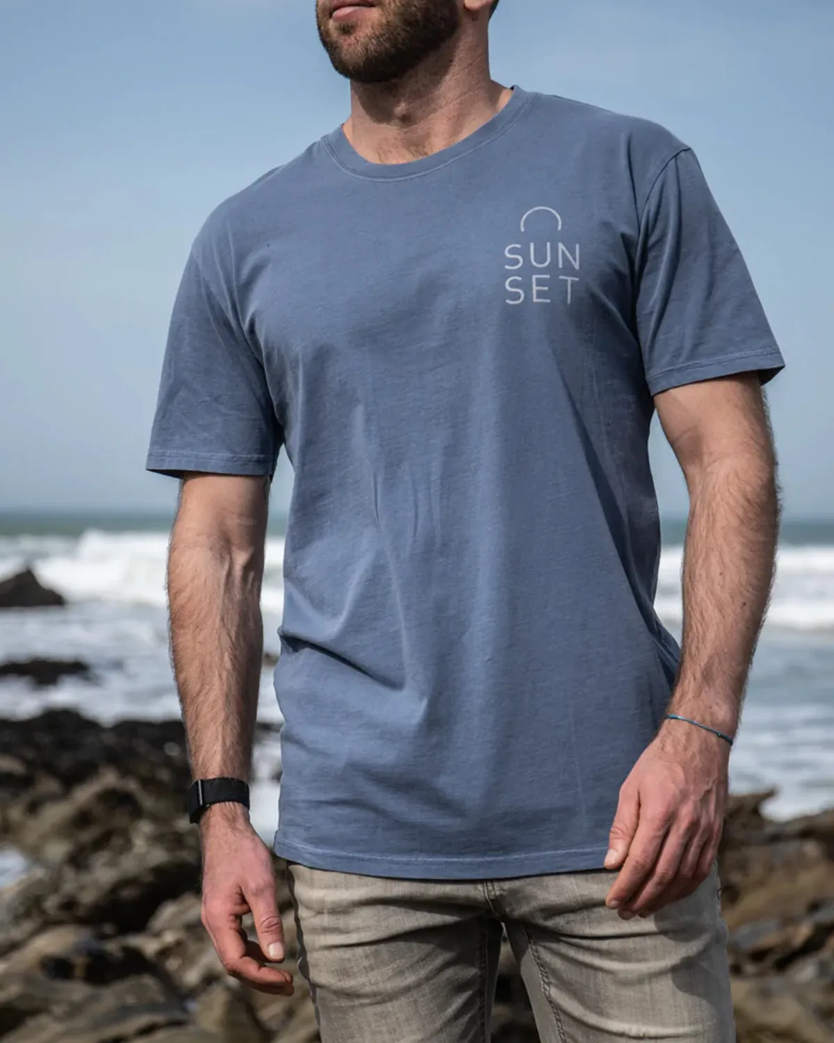 Sunset Surf Mens Tee - Faded Blue (Pre order)