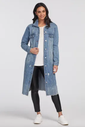 Tribal Long Duster Denim Jacket