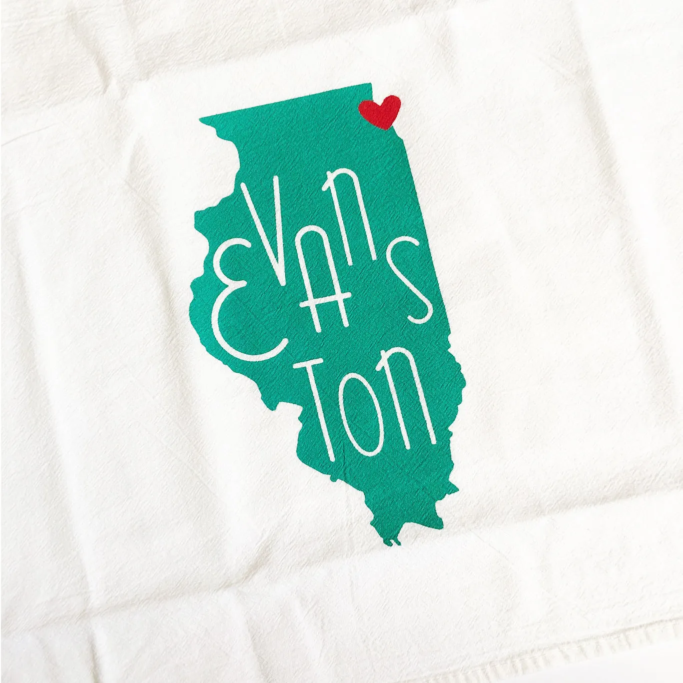 Turquoise Evanston, IL Words Tea Towel