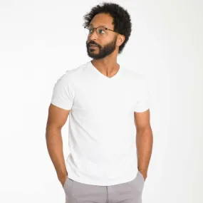 White Pima Cotton V Neck Tee