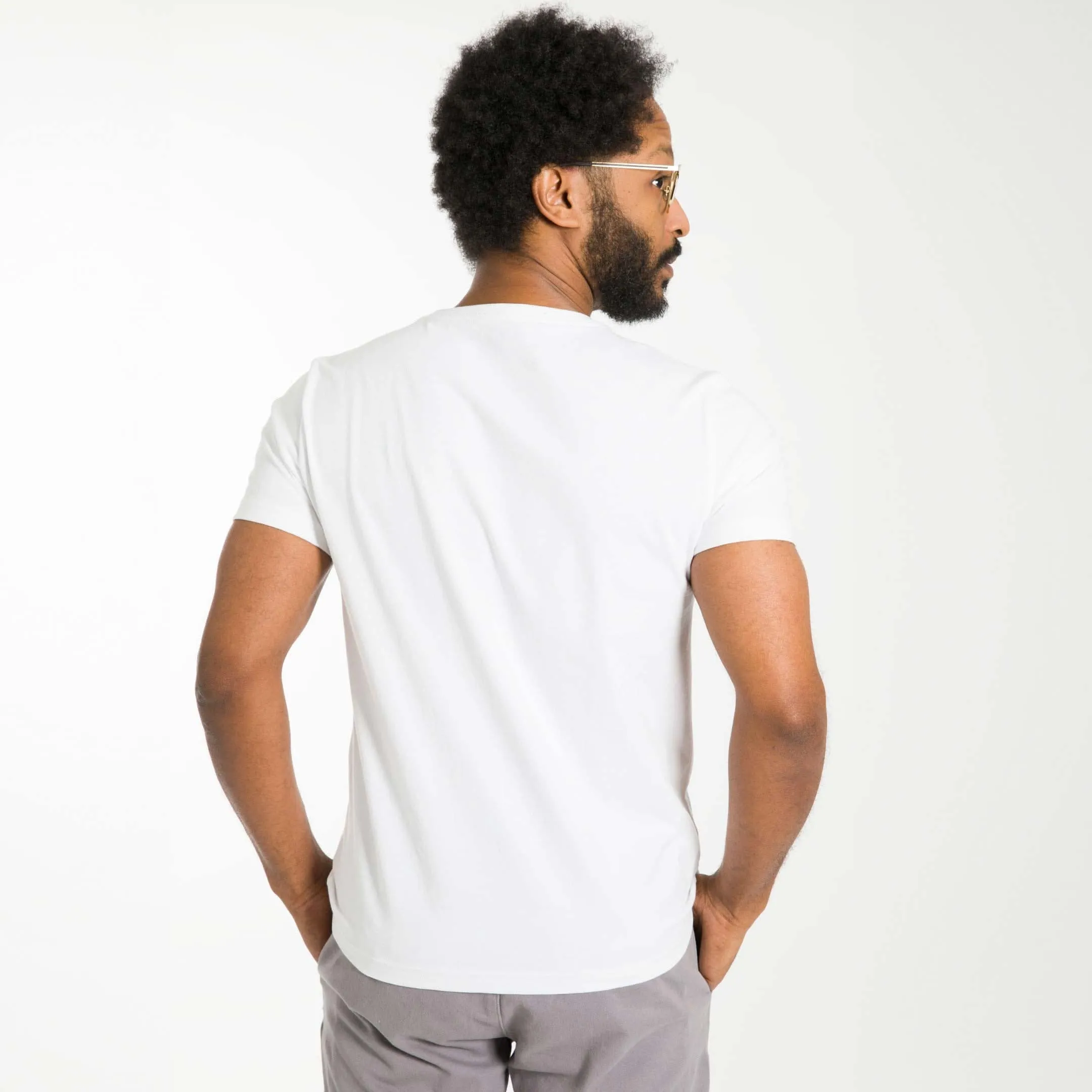 White Pima Cotton V Neck Tee