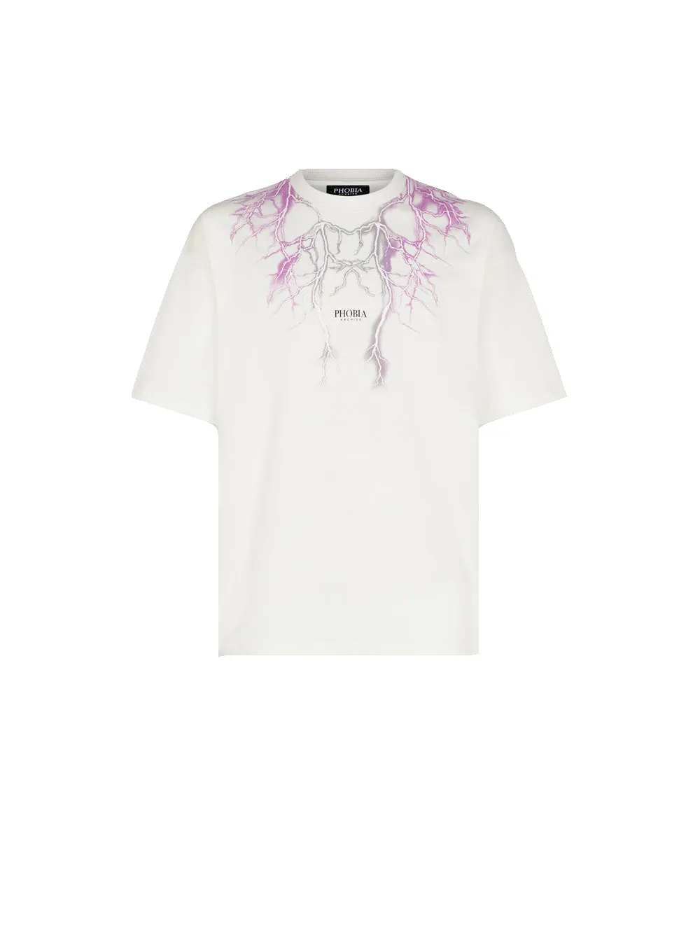 White T-Shirt Whit Purple Grey Lightning