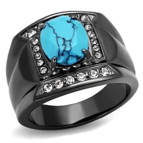 WildKlass Stainless Steel Ring IP Light Black (IP Gun) Men Synthetic Sea Blue